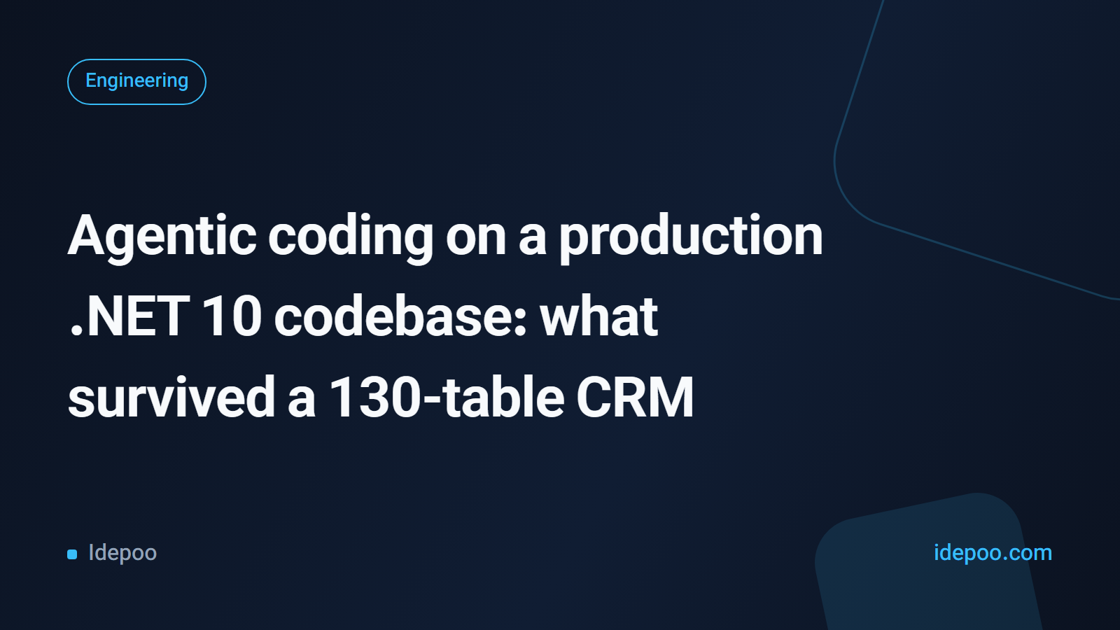 Agentic coding on a production .NET 10 codebase: what survived a 130-table CRM